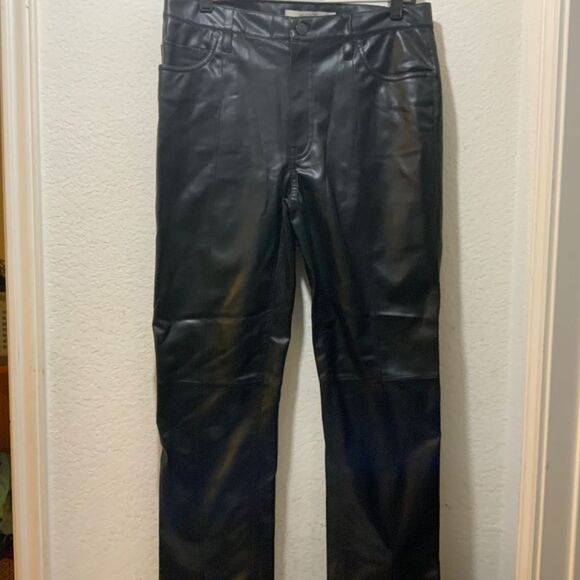HUDSON Barbara Faux Leather High Waist Straight Ankle in Black Beauty size 30 - Picture 3 of 15